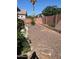 View of the desert landscaped backyard surrounded by a brick fence and some shrubbery at 9934 E Empress Ave, Mesa, AZ 85208