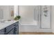 The bathroom features a walk-in shower, a tub, and a blue vanity at 11159 E Sebring Ave, Mesa, AZ 85212