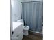 Updated bathroom featuring gray shower curtain and modern sink vanity at 2144 E Center Ln # 3, Tempe, AZ 85281