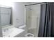 Updated bathroom featuring gray shower curtain and modern sink vanity at 2144 E Center Ln # 3, Tempe, AZ 85281
