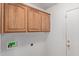 A view of the laundry room, including the utility connections and cabinetry at 2421 W Romley Rd, Phoenix, AZ 85041