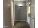 Hallway with carpet and light walls leading to bedrooms, doors, and a light fixture at 35743 W Cartegna Ln, Maricopa, AZ 85138
