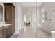 Bathroom featuring a glass enclosed shower and modern vanity, located just off the main bedroom at 4040 E Mclellan Rd # 16, Mesa, AZ 85205
