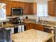 Updated kitchen with granite countertops, stainless steel appliances, and wood cabinets at 455 S Mesa Dr # 104, Mesa, AZ 85210