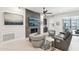 Stylish living room boasts a fireplace with TV, ceiling fan, and elegant seating for a modern touch at 5250 E Deer Valley Dr # 247, Phoenix, AZ 85054
