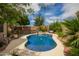 Inviting backyard pool with cool blue water, lush landscaping, and relaxing lounge area at 6862 W Honeysuckle Dr, Peoria, AZ 85383
