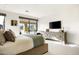 Relaxing main bedroom featuring plush carpeting, sliding glass door with mountain views, and stylish decor at 9894 E Miramonte Dr, Scottsdale, AZ 85262