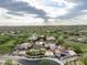 Aerial view of the community featuring a luxurious pool area surrounded by well-maintained landscaping and desert homes at 18127 N 98Th Way, Scottsdale, AZ 85255