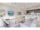 Comfortable living room featuring stylish furnishings, a flat-screen TV, and a view into the modern kitchen at 23386 N 73Rd Way, Scottsdale, AZ 85255