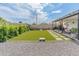 Lush backyard featuring artificial grass, landscaping, and a cozy patio at 7802 E Hubbell St, Scottsdale, AZ 85257