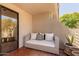 Relaxing outdoor patio with comfortable seating and a view of desert landscape at 8270 N Hayden Rd # 2041, Scottsdale, AZ 85258