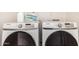 Close-up of Samsung washer and dryer featuring multiple settings for various garment types at 11531 E Persimmon Ave, Mesa, AZ 85212
