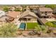 Aerial view showcasing the backyard pool, landscaping, and covered patio at 12712 W Milton Dr, Peoria, AZ 85383