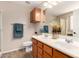 Bathroom with double sink vanity, framed mirror, and a separate water closet at 29161 N Lilly Ln, San Tan Valley, AZ 85143