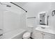 This bathroom features a shower-tub combination, white sink, and toilet at 320 E Mckellips Rd # 163, Mesa, AZ 85201
