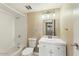 Bathroom featuring a shower-tub combo, modern vanity and lighting at 3314 N 68Th St # W112, Scottsdale, AZ 85251