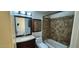 Traditional bathroom featuring a vanity, mirror, toilet, and tiled shower-over-tub with a shower curtain at 948 S Alma School Rd # 71, Mesa, AZ 85210