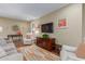 Inviting living room featuring hardwood floors, modern furniture, a flat-screen TV, and stylish decor at 10330 W Thunderbird Blvd # A301, Sun City, AZ 85351
