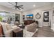 Cozy living room featuring a ceiling fan and view to the outside through the sliding glass doors at 11385 N Luckenbach St, Surprise, AZ 85388