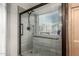 Shower with glass door and gray tile at 2343 E Morelos St, Chandler, AZ 85225