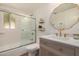 Bathroom features new vanity, light fixtures, hardware, and a shower/tub combo at 28 E 14Th St, Tempe, AZ 85281