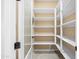 Well-organized walk-in pantry features ample white shelving and a glass door for optimal kitchen storage at 3664 E Narrowleaf Dr, Gilbert, AZ 85298