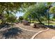 A community park with landscaped grounds, rock features and mature trees creating a serene outdoor space at 3664 E Narrowleaf Dr, Gilbert, AZ 85298