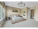 Tranquil main bedroom with modern lighting, platform bed, and scenic views from the large windows at 5420 E Duane Ln, Cave Creek, AZ 85331