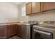 Laundry room with appliances, cabinetry and a countertop with decor at 11048 E Quintana Ave, Mesa, AZ 85212