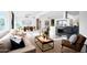 Open-concept living room featuring a marble fireplace, modern decor, and plenty of natural light, creating an inviting space at 11601 N 64Th Pl, Scottsdale, AZ 85254