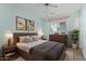 Calming main bedroom with stylish wood furnishings, a comfortable bed, and soft lighting, offering a relaxing retreat at 2145 W Cholla St, Phoenix, AZ 85029