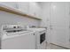 Bright laundry room equipped with modern appliances and overhead cabinets for ample storage at 3892 E Harrison St, Gilbert, AZ 85295
