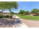 Scenic community walking path lined with lush trees and greenery at 3892 E Harrison St, Gilbert, AZ 85295
