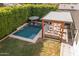 Backyard aerial of pool, patio, grassy area, and lush landscaping at 4132 N 42Nd St, Phoenix, AZ 85018