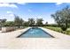 Backyard swimming pool surrounded by palm trees, lush landscaping, and a built-in outdoor kitchen at 12240 N 98Th St, Scottsdale, AZ 85260