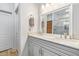 Bathroom featuring a double sink vanity, framed mirror, and a separate shower at 2641 E Binner Dr, Chandler, AZ 85225
