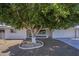Charming single-story home features a well-maintained front yard with mature trees and a two-car garage at 5657 E Dallas St, Mesa, AZ 85205