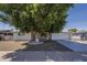 Charming single-story home features a well-maintained front yard with mature trees and a two-car garage at 5657 E Dallas St, Mesa, AZ 85205