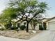 Charming home featuring desert landscaping with mature trees and a paved driveway at 7214 E Rustling Pass, Scottsdale, AZ 85255