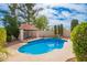 Private pool with a covered cabana, offering a relaxing and picturesque backyard retreat at 8851 S Juniper St, Tempe, AZ 85284