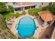 Inviting pool area includes a covered patio, ample seating, and well-maintained landscaping in the backyard at 8851 S Juniper St, Tempe, AZ 85284