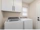 Functional laundry room with white cabinets, washer, and dryer at 20929 N 37Th Way, Phoenix, AZ 85050