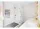 Elegant bathroom featuring a glass shower with marble tile and gold hardware at 35360 N 93Rd Way, Scottsdale, AZ 85262