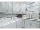 Functional laundry room features updated washer and dryer, ample storage, and convenient sink at 10287 E Diamond Rim Dr, Scottsdale, AZ 85255
