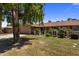Charming single-story home with well-maintained lawn, mature shade tree and decorative white metal fencing at 10325 W Prairie Hills Cir, Sun City, AZ 85351