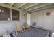 This covered patio features an outdoor rug, chairs and access to the back of the property at 1050 S Stapley Dr # 62, Mesa, AZ 85204