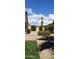 Serene backyard featuring a mix of gravel, green grass, and a palm tree at 7825 W Crocus Dr, Peoria, AZ 85381