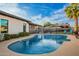 Refreshing pool in a private backyard with lush landscaping, sunny skies, and a relaxing atmosphere at 12866 W Orange Dr, Litchfield Park, AZ 85340