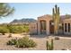 Desert home featuring manicured landscape with native cacti and beautiful mountain views at 35108 N 139Th Way, Scottsdale, AZ 85262