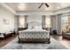 Spacious main bedroom with a luxurious bed, tray ceiling, and scenic view offers a serene retreat at 4328 N Pinnacle Ridge Cir, Mesa, AZ 85207